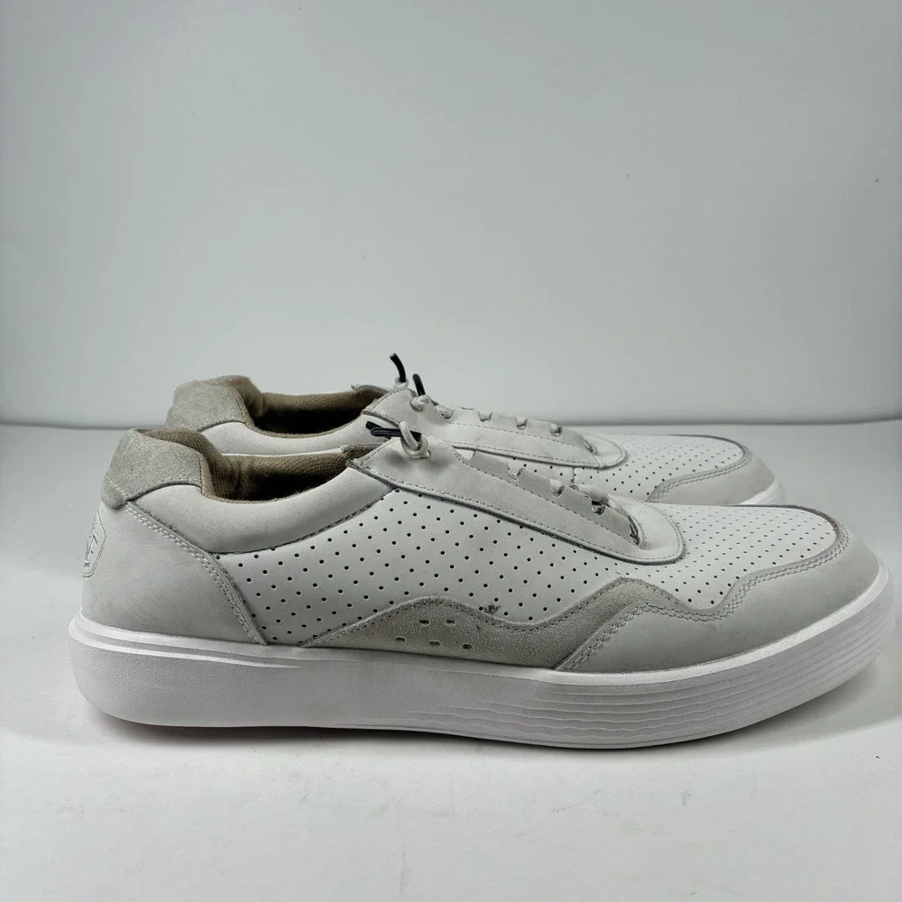 HEY DUDE Hudson M Leather Men's US 12 White Atmosphere/Bone Sneakers 41239-100